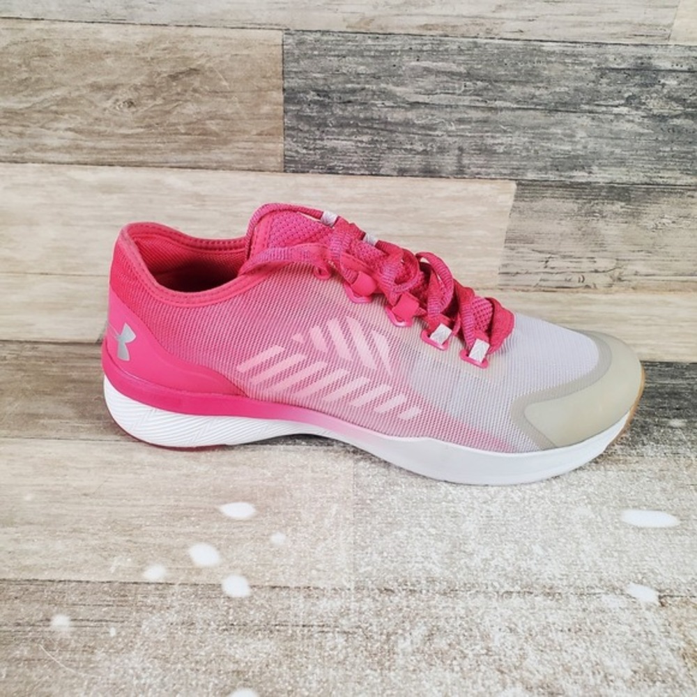 Under Armour Charged Push Womens Shoes‎ Sz 10.5 Pink Lace Up Low Top Sneakers